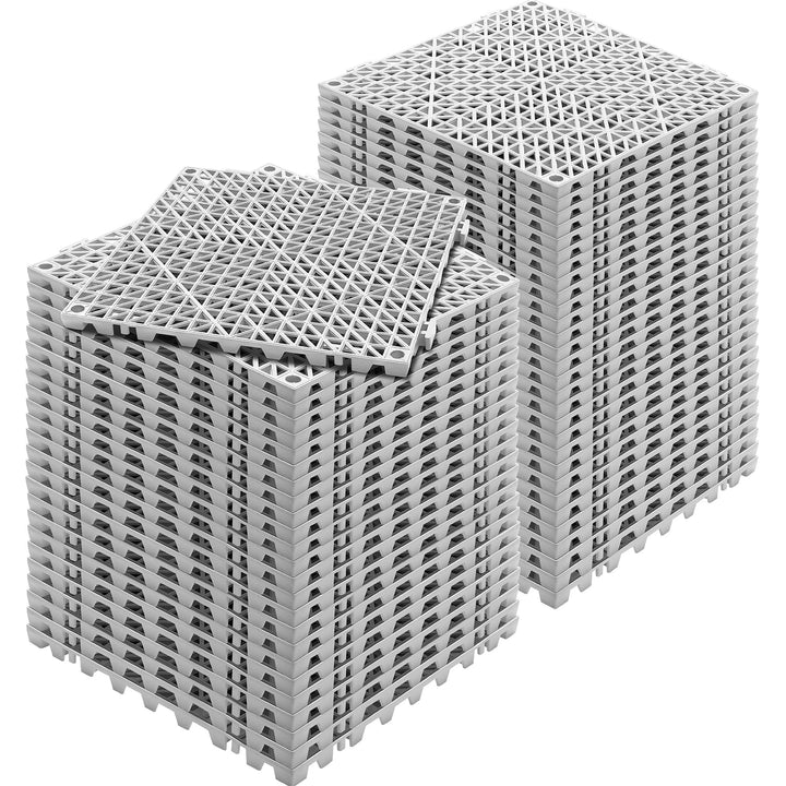 Angel Sar 55 Pcs Interlocking Tile Grey Drainage Tile 12in Splicing with Soft PVC Interlocking Floor Tile and Non Slip Drainage Holes for Restroom Bathroom Kitchen Pool and Wet Area Featuring Reliable Interlocking Tile for Safe Floor Drainage product image