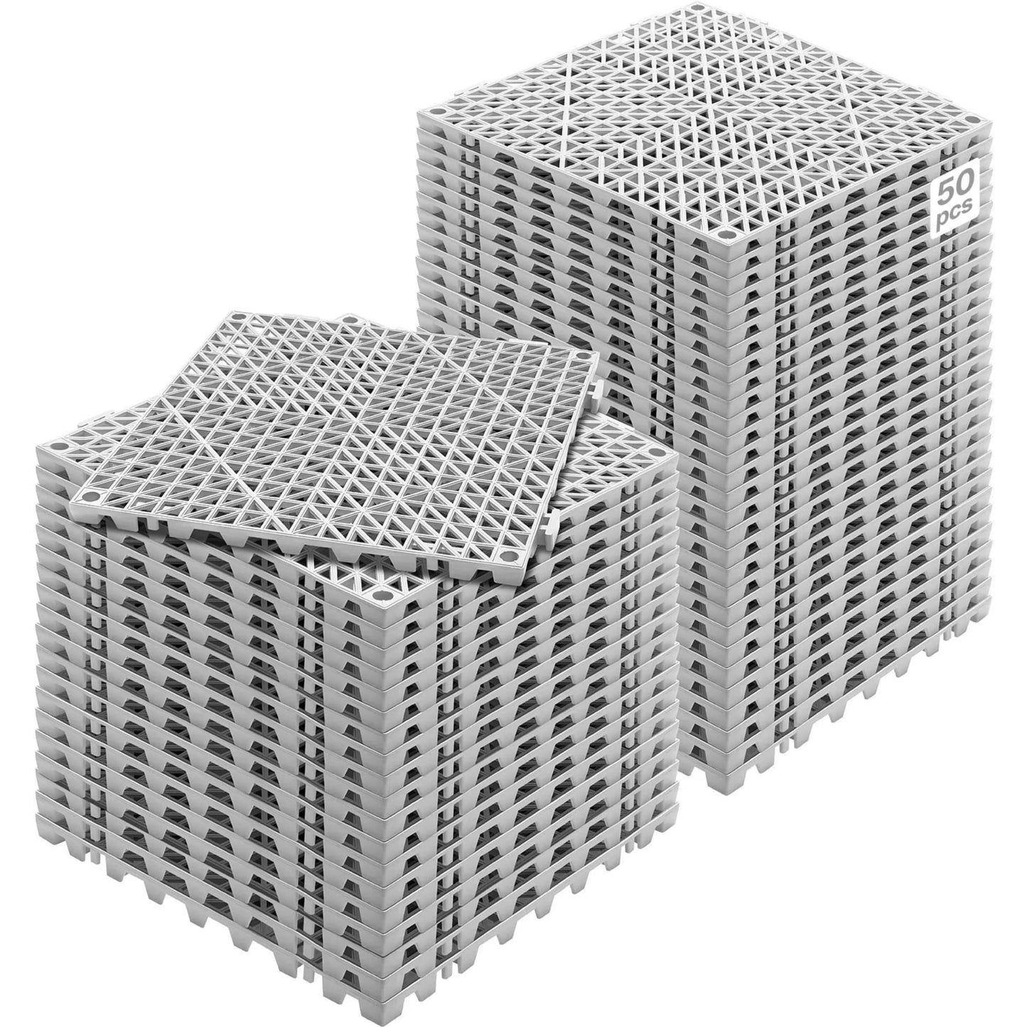 Angel Sar 12in 50-Piece Soft PVC Interlocking Non-Slip Gray Drainage Floor Tiles Soft PVC Interlocking Drainage Floor Tiles product image