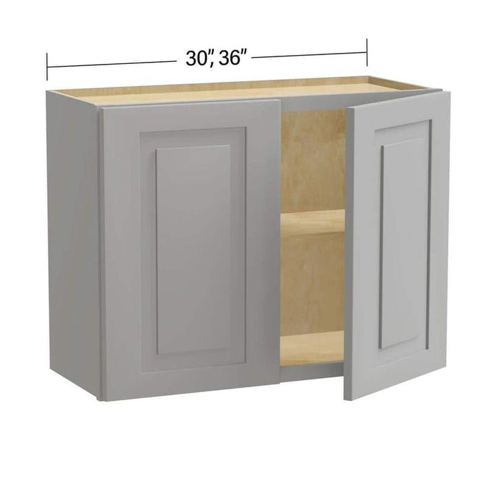 Home Decorators Collection Grayson 36 in. W x 12 in. D x 24 in. H Assembled Plywood Wall Bridge Kitchen Cabinet in Pearl Gray with Soft Close