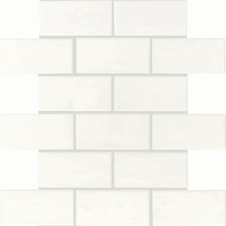 Daltile Core Crafted True White 12-in x 12-in Glossy Ceramic Brick look Mosaic Wall Tile product image