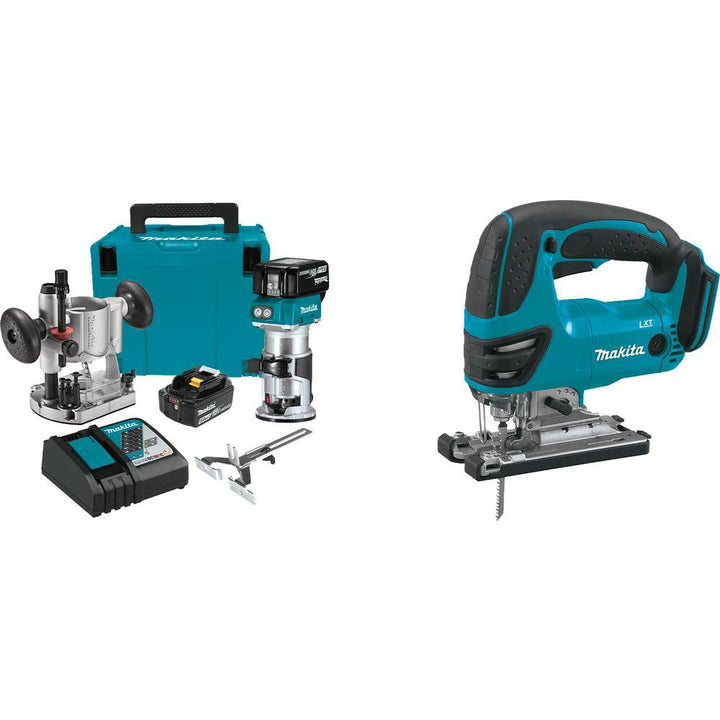 5.0 Ah 18-Volt LXT Lithium-Ion Brushless Cordless Compact Router Kit with Bonus Cordless Jig Saw - Super Arbor
