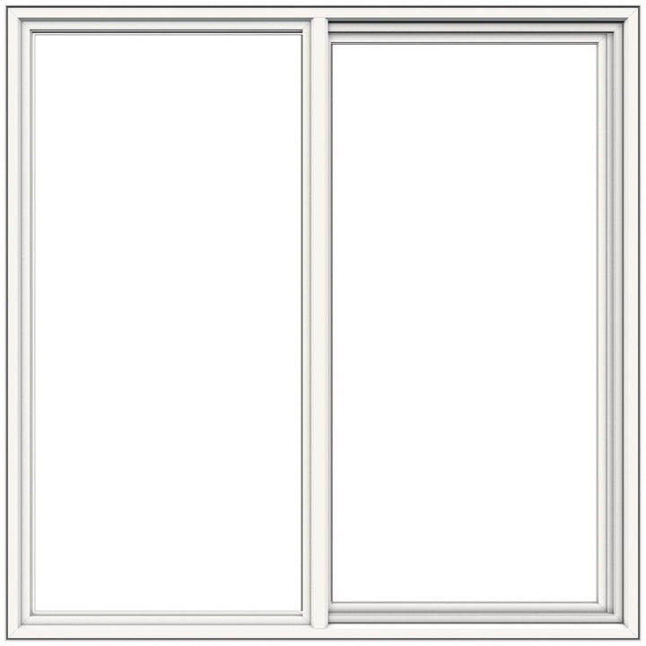 JELD-WEN FiniShield V-4500 47-1/2-in x 47-1/2-in x 3-in Jamb Right-operable Vinyl Black Sliding Window Full Screen Included