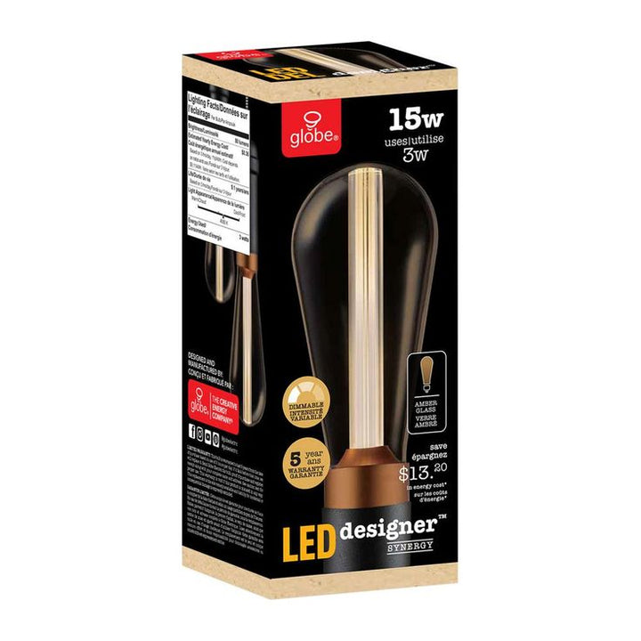 Globe Electric 15-Watt Equivalent ST64 Dimmable LED Light Bulb with Amber Glass, Cool White