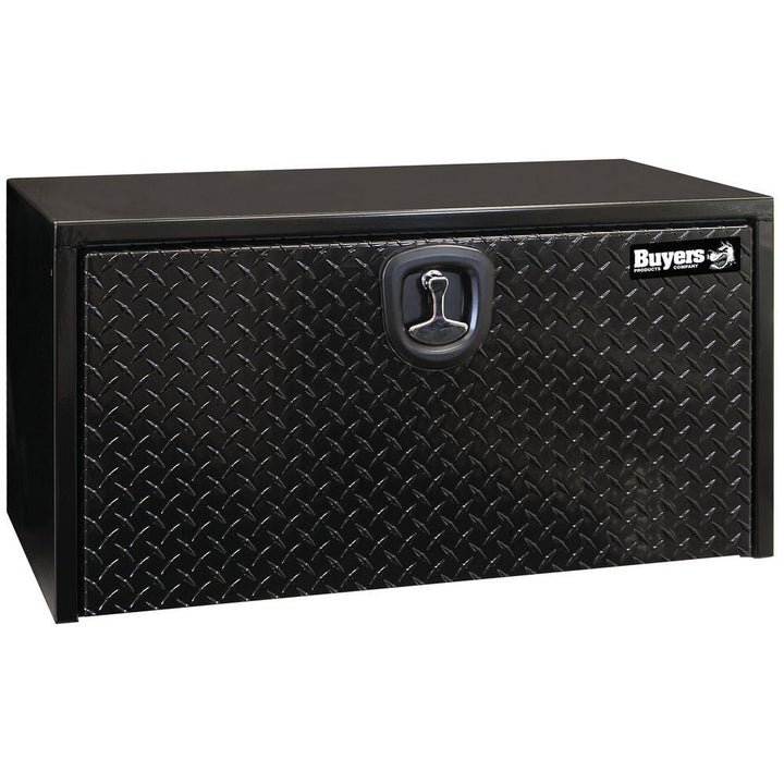 18 in. x 18 in. x 36 in. Gloss Black Steel Underbody Truck Tool Box with Aluminum Door - Super Arbor