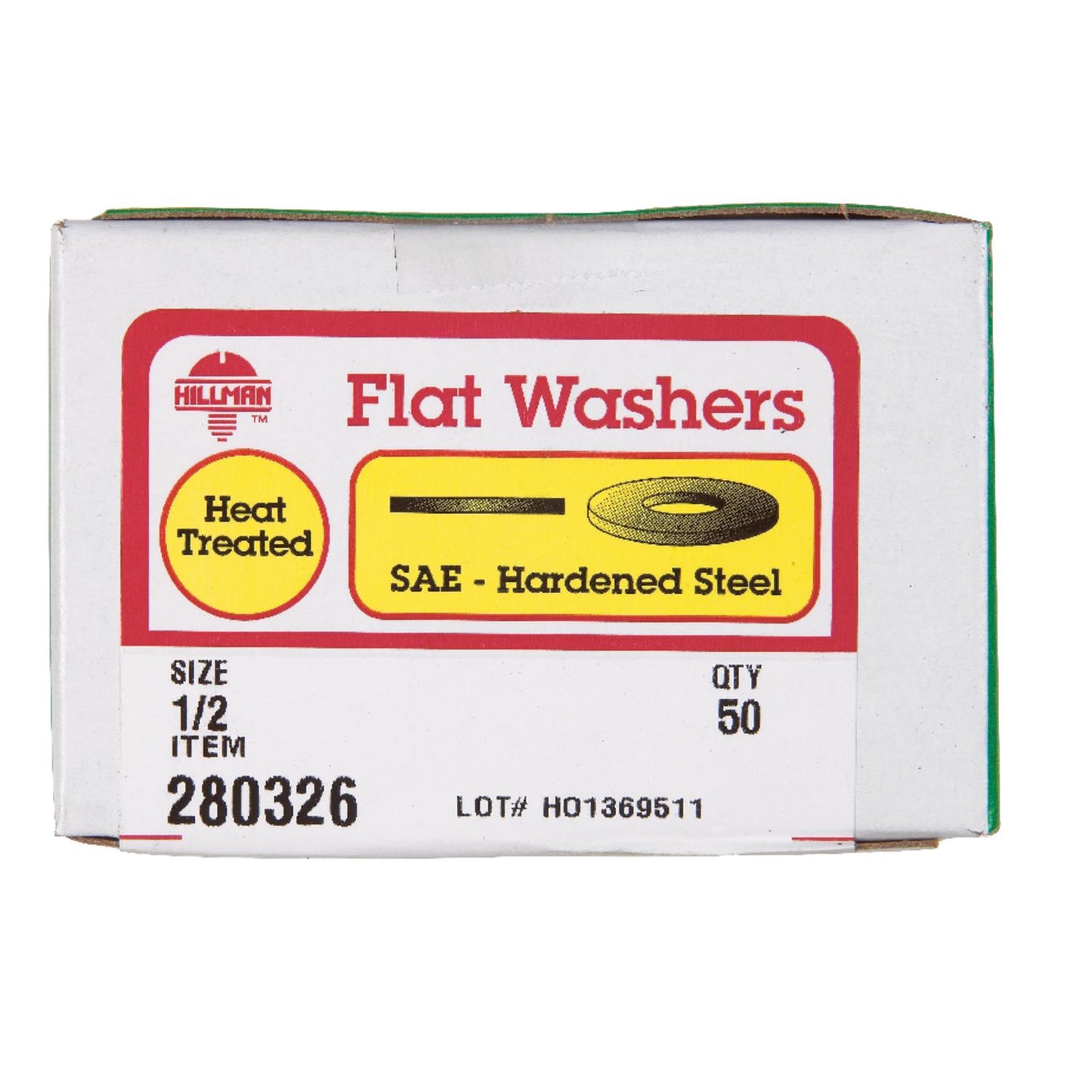 Hillman Yellow Dichromate Steel 1/2 in. SAE Flat Washer, 50-Pack