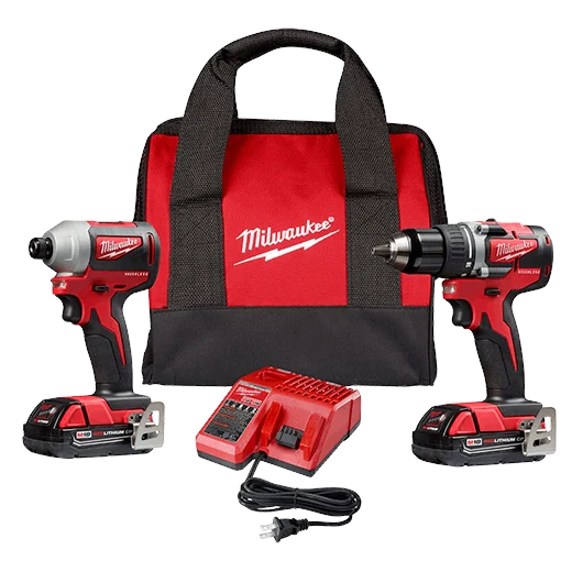 Milwaukee M18 18-Volt Brushless Cordless Compact Drill/Driver & Impact Driver Combo Kit (2-Tool) with SHOCKWAVE Bit Set, 45-Piece