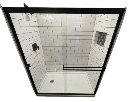 DreamLine Alliance Pro BG 60 in. W x 70.375 in. H Sliding Semi-Frameless Shower Door, Matte Black, Clear Glass