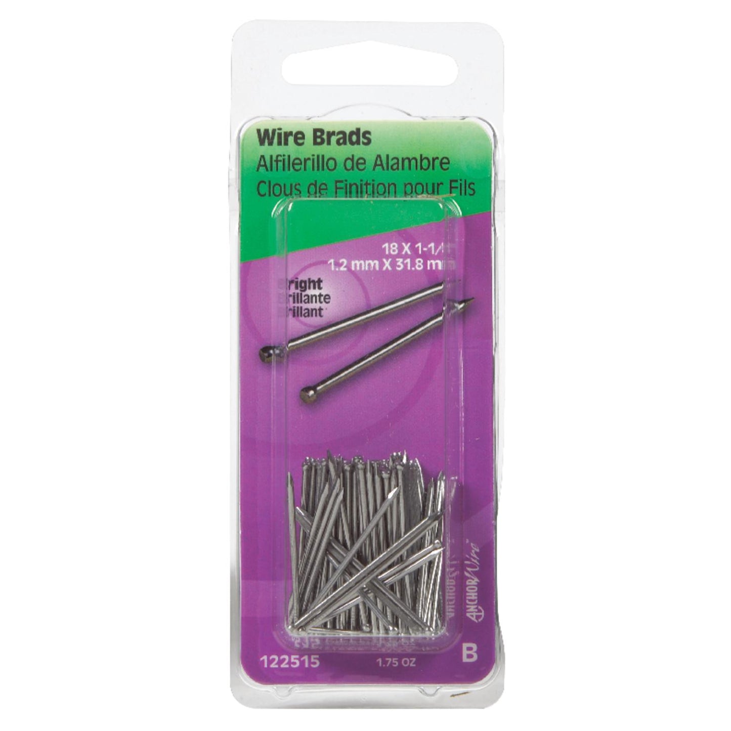 Hillman 18 Ga. x 1-1/4 in. Bright Steel Brad Nails, 1 Pack (1.75 oz)