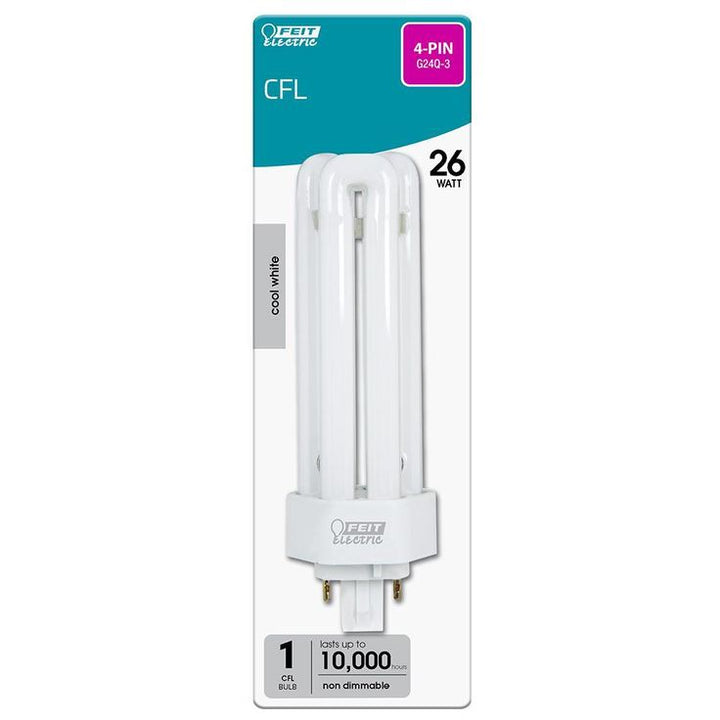 26-Watt Equivalent PL CFLNI Triple Tube 4-Pin GX24Q-3 Base Compact Fluorescent CFL Light Bulb, Cool White 4100K