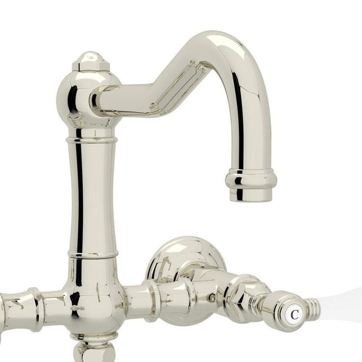 Rohl Country Kitchen Polished Nickel 2-Handle Wall-Mount Bridge Handle Kitchen Faucet