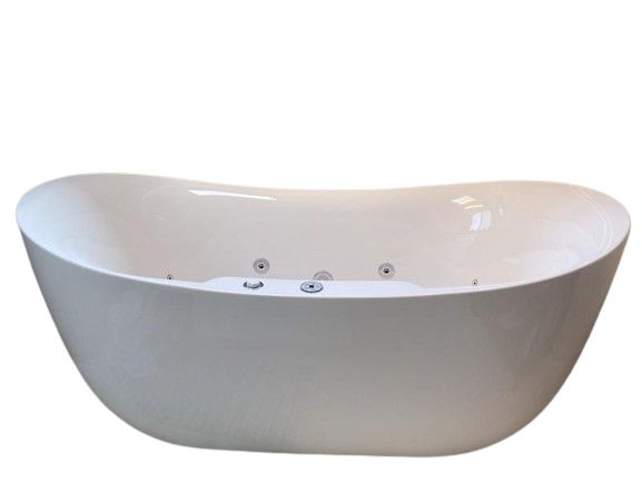 WOODBRIDGE 72 in. x 35 in. Acrylic Freestanding Whirlpool & Air Combination Heated Bathtub with Drain and Overflow, White