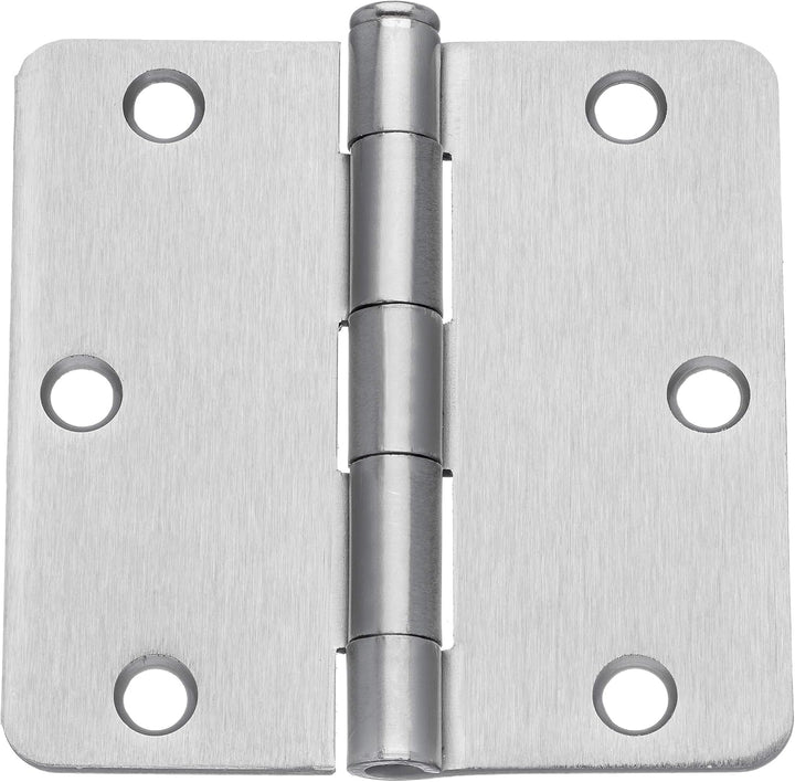 3-1/2 in. Satin Nickel Steel Door Hinges, 1/4 in. Corner Radius, with Screws (48-Pack)