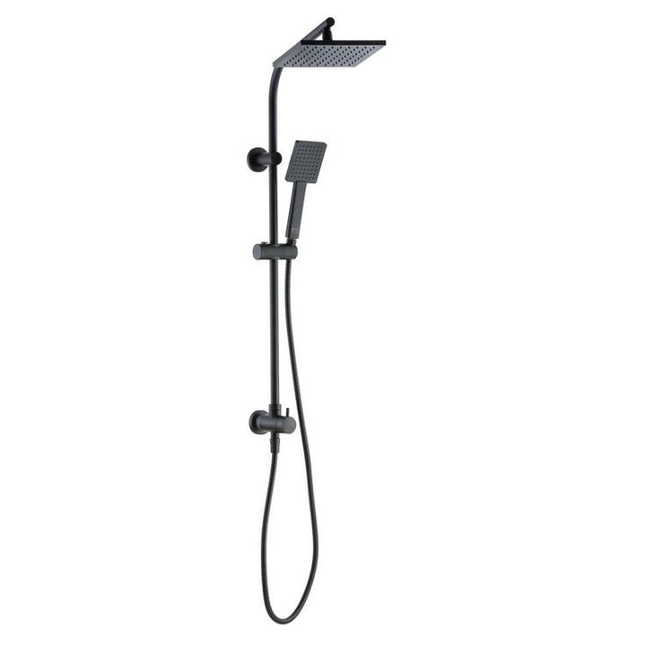 Modern Wall Bar Shower Kit 1-Spray 8 in. Square Rain Shower Head with Hand Shower in Matte Black (Valve Not Included)