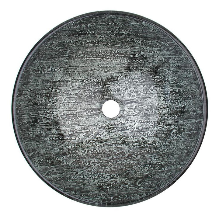 VIGO Titanium Handmade Glass Round Vessel Bathroom Sink in Slate Grey