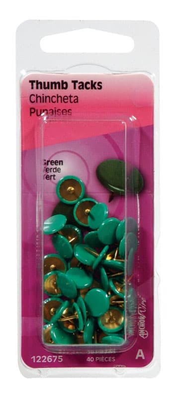 Hillman Green Push Pins, 5/16 in., 40 Pack