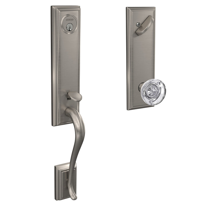 Schlage Custom Addison 3/4 Trim Single Cylinder Handleset with Hobson Glass Knob – Aged Bronze