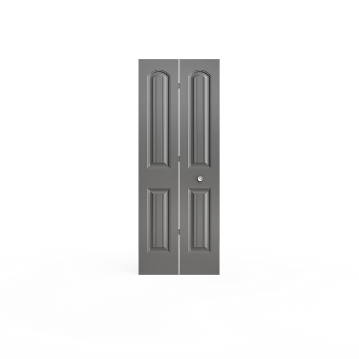 Masonite Cheyenne 30-in x 80-in 2-Panel Round Top Plank Primed Molded Composite Bifold Door (Hardware Included)