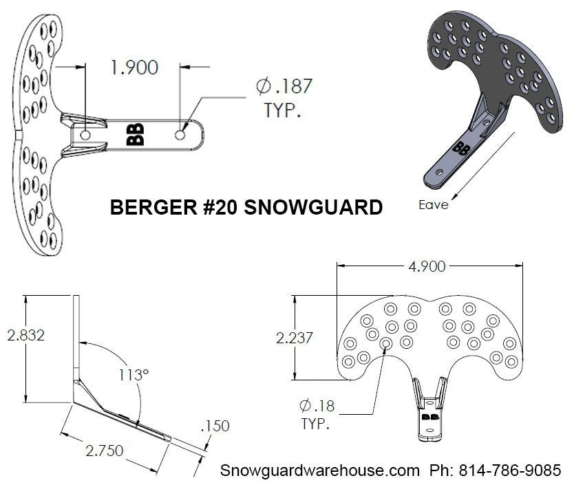 Berger #20 Snow Guard Bronze