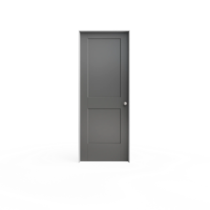 Masonite Logan 28-in x 80-in White 2-Panel Square Solid Core Prefinished Molded Composite Left-Hand Inswing/Outswing Single Prehung Interior Door