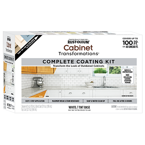 Rust-Oleum Cabinet Transformations White Tint Base Complete Coating Kit, Indoor, 137 oz, Covers up to 100 sq. ft.