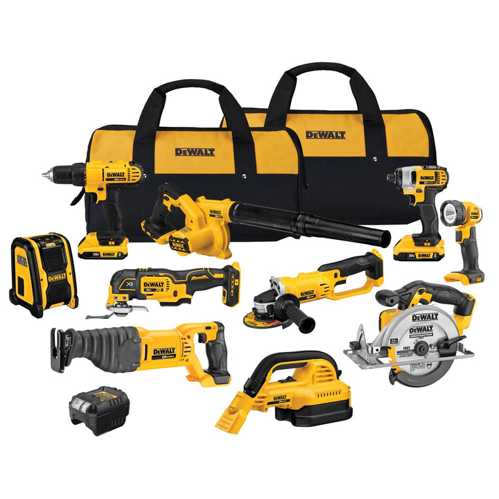 DEWALT 10-Tool 20V MAX Power Tool Combo Kit with Soft Case, Charger and 2 Batteries (DCK1020D2)