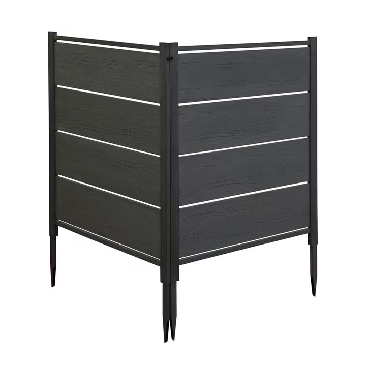Enclo Privacy Screens Bessemer 4 ft. x 3.3 ft. WoodTek Vinyl Charcoal Privacy Screen Kit 2-Panel