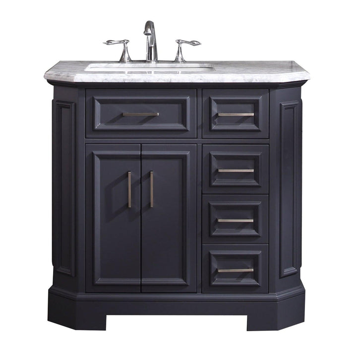 Eviva Glory 42 in. W x 22 in. D x 33 in. H Bathroom Vanity in Dark Gray with White Carrara Marble Top and White Sink
