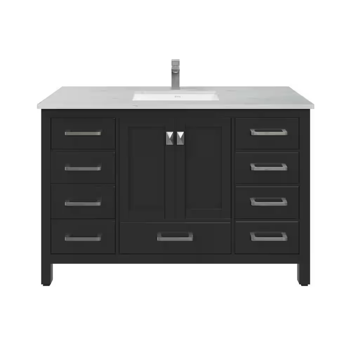 Eviva London 42 in. W x 18 in. D x 34 in. H Bathroom Vanity in Espresso with White Carrara Marble Top with White Sink