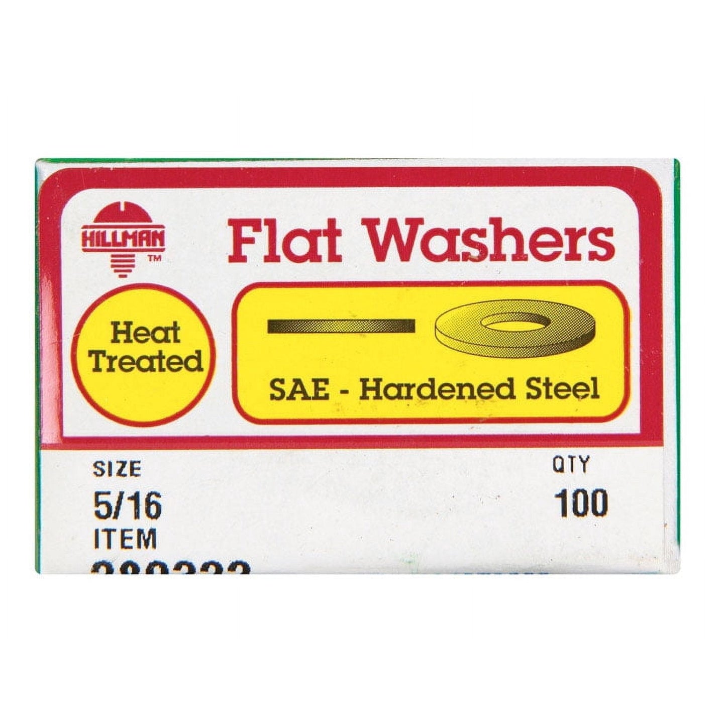 Hillman Yellow Dichromate Hardened Steel 5/16 in. SAE Flat Washer, 100 Pack