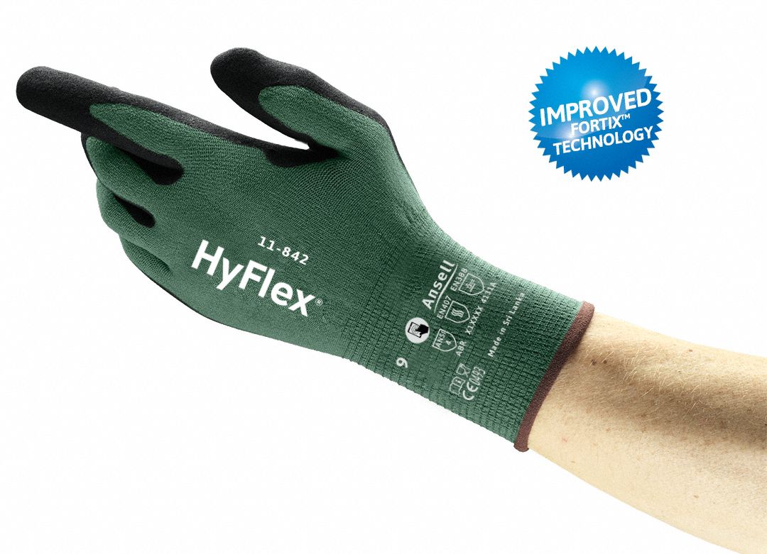 HYFLEX Foam Nitrile Knit Gloves 2XL - ANSI Abrasion Level 4, Green