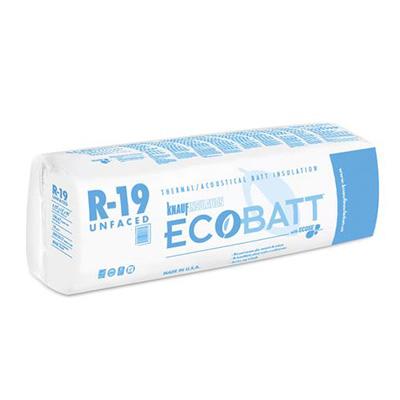 Knauf Insulation EcoBatt R-19 Unfaced Fiberglass Insulation Batts, 6.25" x 15" x 94", 97.92 sq ft