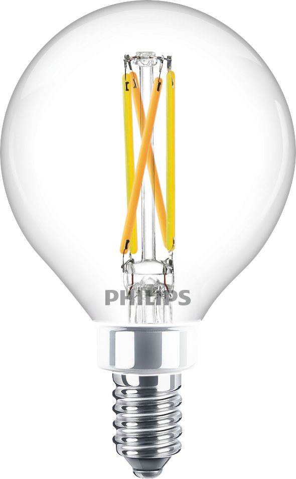 Philips 40-Watt Equivalent G16.5 LED Globe Bulb, Dimmable Warm Glow, Soft White, Frosted, E12 Base (2-Pack)