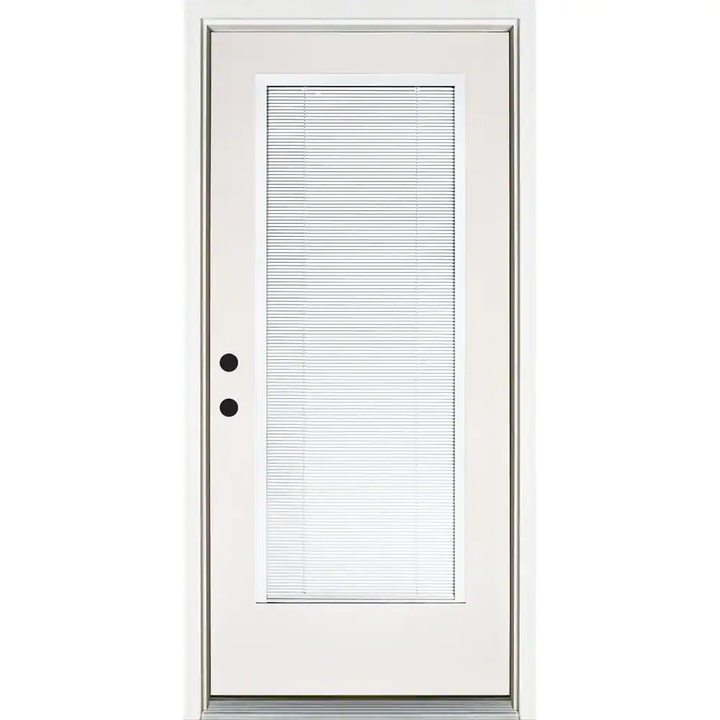 MP Doors 36 in. x 80 in. Smooth White Right-Hand Inswing Full-Lite Blinds Glass Finished Fiberglass Prehung Front Door