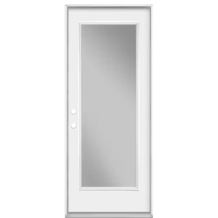 Masonite 32 in. x 80 in. Premium Right Hand Inswing Full Lite Primed Steel Prehung Front Exterior Door with No Brickmold