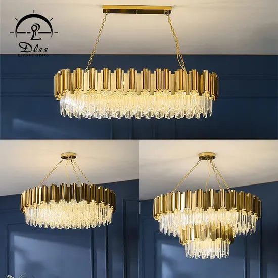 DLSS Lighting New Design Pendant Light Optical Grade Crystal Lamp Indoor Living Room Chandelier