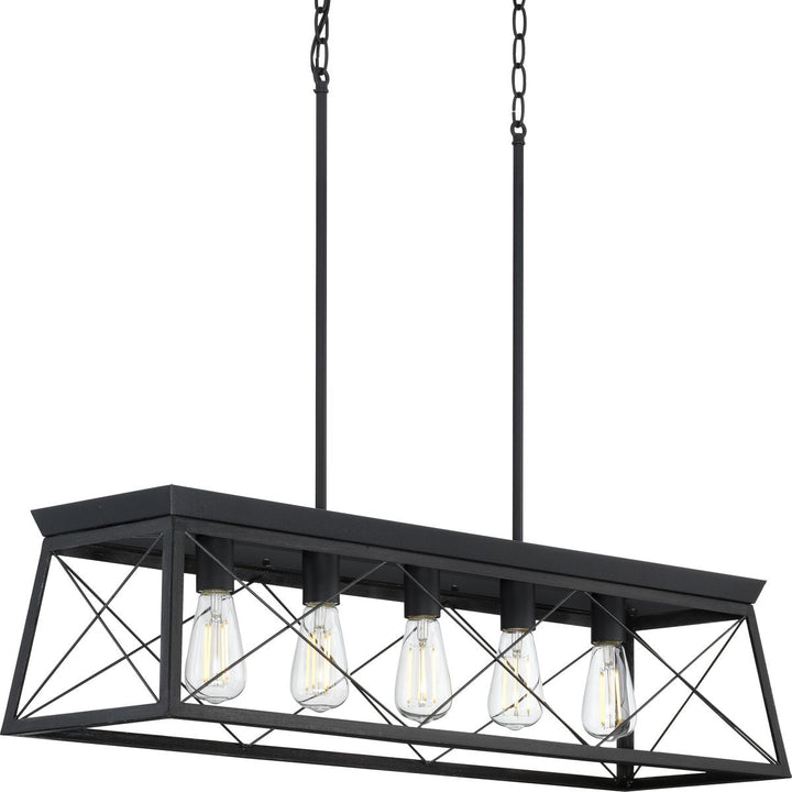 Progress Lighting Briarwood 5-Light Antique Bronze Farmhouse Linear Chandelier, 38 in
