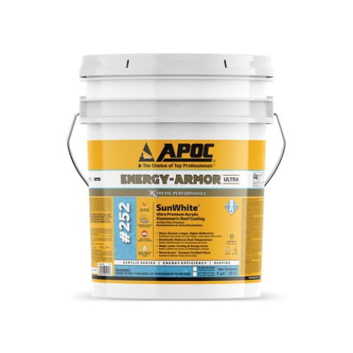 APOC 252 Energy-Armor Sunwhite Premium Acrylic Elastomeric Roof Coating Sun White 5 gal