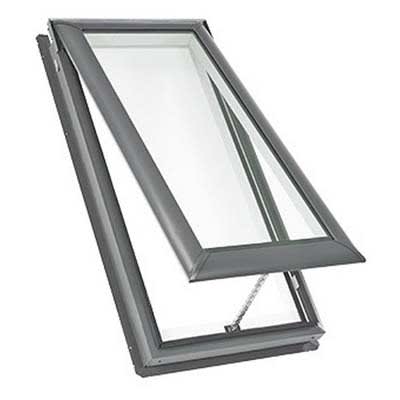 VELUX Deck Mount VS Manual Vent Skylight Laminate C01 with Solar Room Darkening Shades White