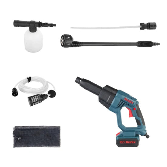 Ronix 8930 2L/Min Cordless High Pressure Washer Easy Operation 24.5bar 0 and 40 Nozzles for Car Washing High Pressure Washer