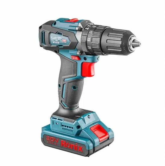 Ronix Brushless Impact Drill Kit 13mm 8900K Lithium Electric Drill for Home Use 20V 45n. M Impact Drill Set with Battery