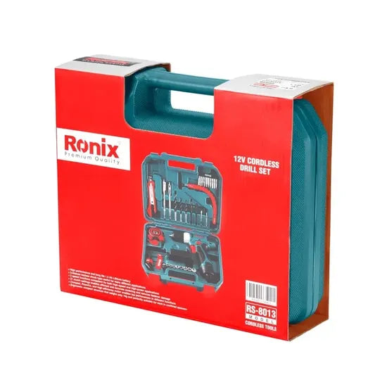 Ronix RS-8013 12V 21n. M Cordless Drill Driver Kit Power Tool Set Cordless Drill Power Tool with Hand Tools and Drill Bits