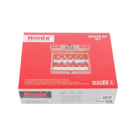 Ronix Rh-5341 Router Bit Set 12PCS 6mm Woodworking Carbide Wood Router Bits Set with Carrying Case