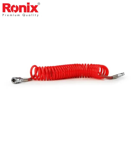 Ronix Rh-6105~6115 5~15m Hose PU Material Air Compressor Connector Valve Air Coil Hose