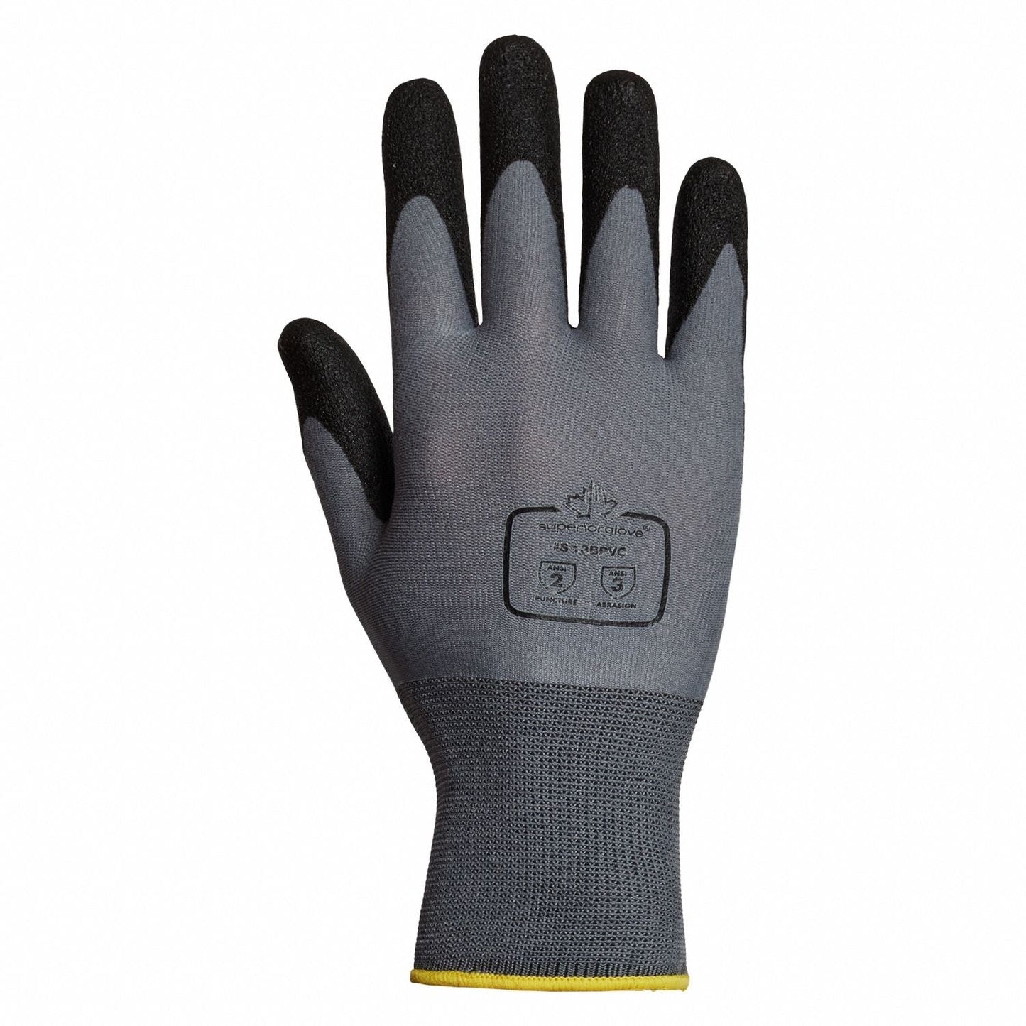SUPERIOR GLOVE PVC Coated Gloves, XS, Sandy, ANSI Abrasion Level 3