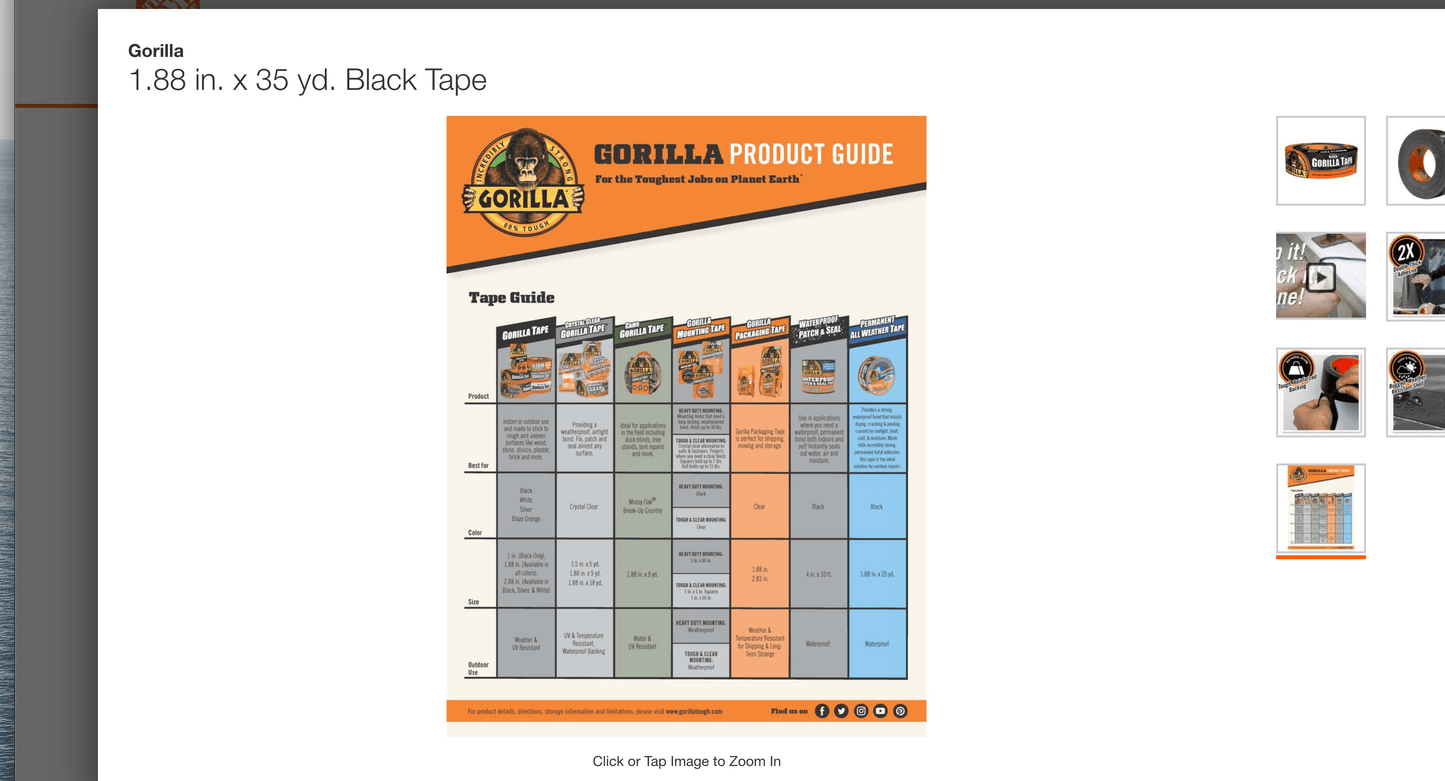 Gorilla 1.88 in. x 35 yd. Black Tape - Hardwarestore Delivery
