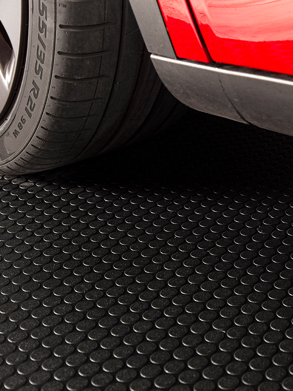 G-Floor Small Coin 7-1/2-ft x 17-ft Midnight Black Raised Coin Garage Floor Roll