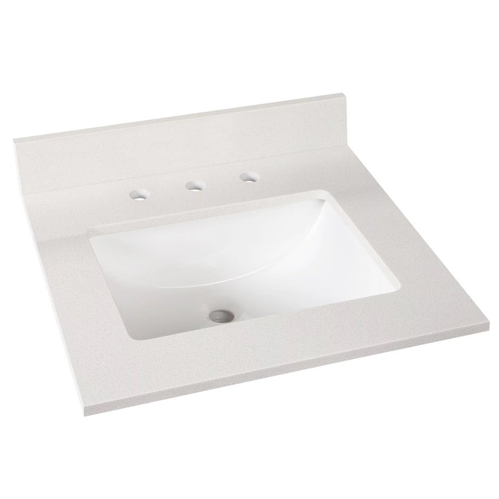 Sutton White Marble 25 in. Vanity Top includes Backsplash