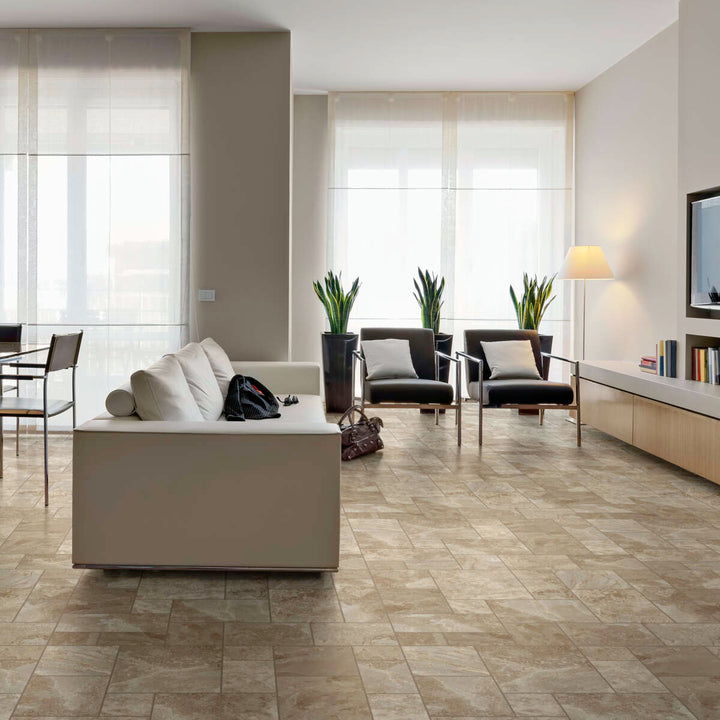 Congoleum ArmorCore UR Terrace Paver 12-ft W Cut-to-Length Fresh Brew Stone Look Low-Gloss Finish Sheet Vinyl
