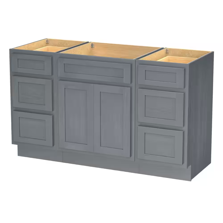 Vanity Art 54 in. W x 21 in. D x 32.5 in. H Bath Vanity Cabinet without Top in Silver