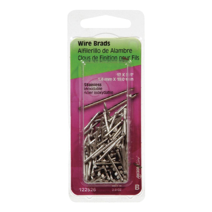 Hillman 17 Gauge x 3/4 in Stainless Steel Wire Brad Nails, 2 oz Pack